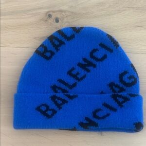 Balenciaga Bold Blue Logo Beanie